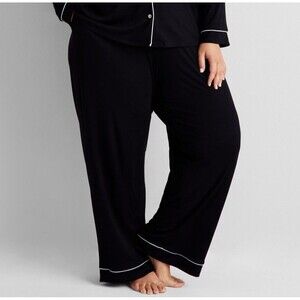 State of Day Pajamas Pants Womens Large Black Ribbed Elastic Waist Relaxed Fit
